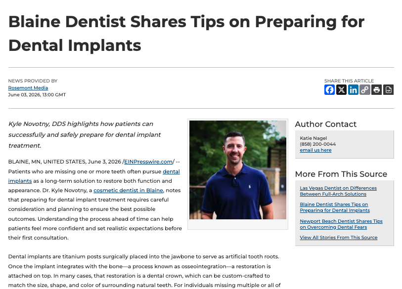 Blaine cosmetic dentist shares helpful tips on preparing for dental implant treatment.